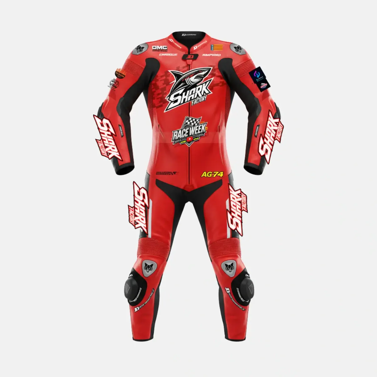 JD Men's One-Piece Race Suit – Red Shark